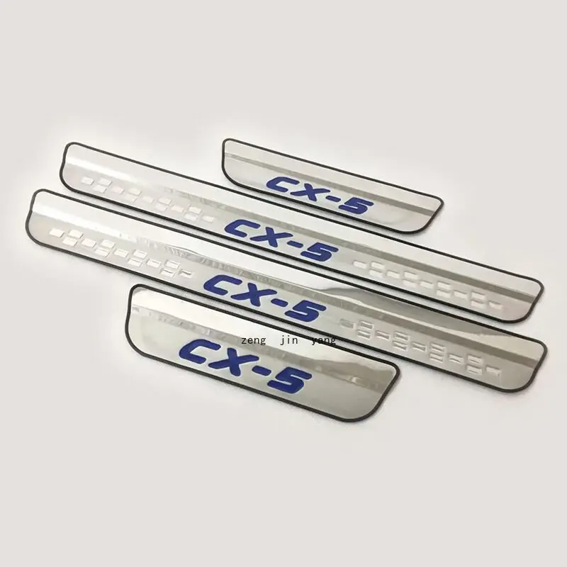 For Mazda CX-5 Car Door Protector Thresholds Chrome Pads Vehicle Ladder Sill Scuff Plates Quality Stainless Steel Accessories
