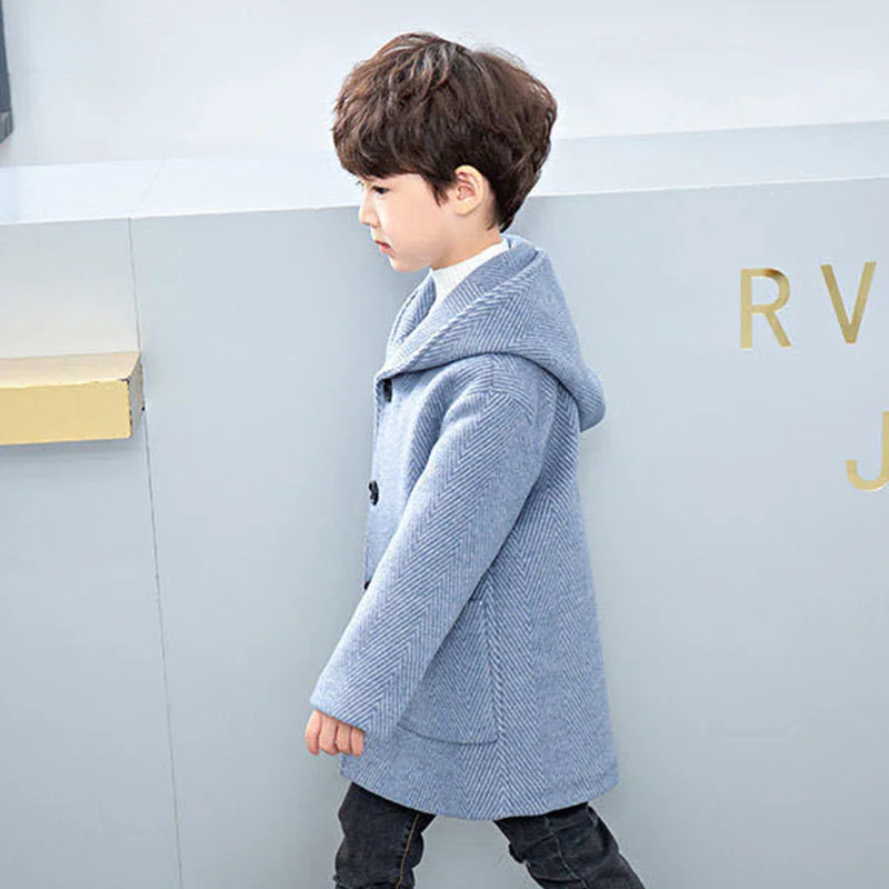 Winter Woll jacke für Jungen neue koreanische Version Mode Verdickung schöne mittellange warm halten lässige Kinder kleidung