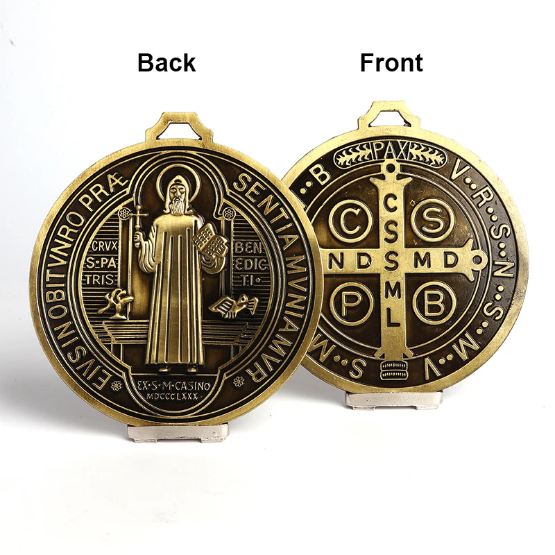 Retro Color St. Benedict Cross Ornament Pendant Gift Catholic Christian Religion Icon Home Car Decoration Articulos Religiosos