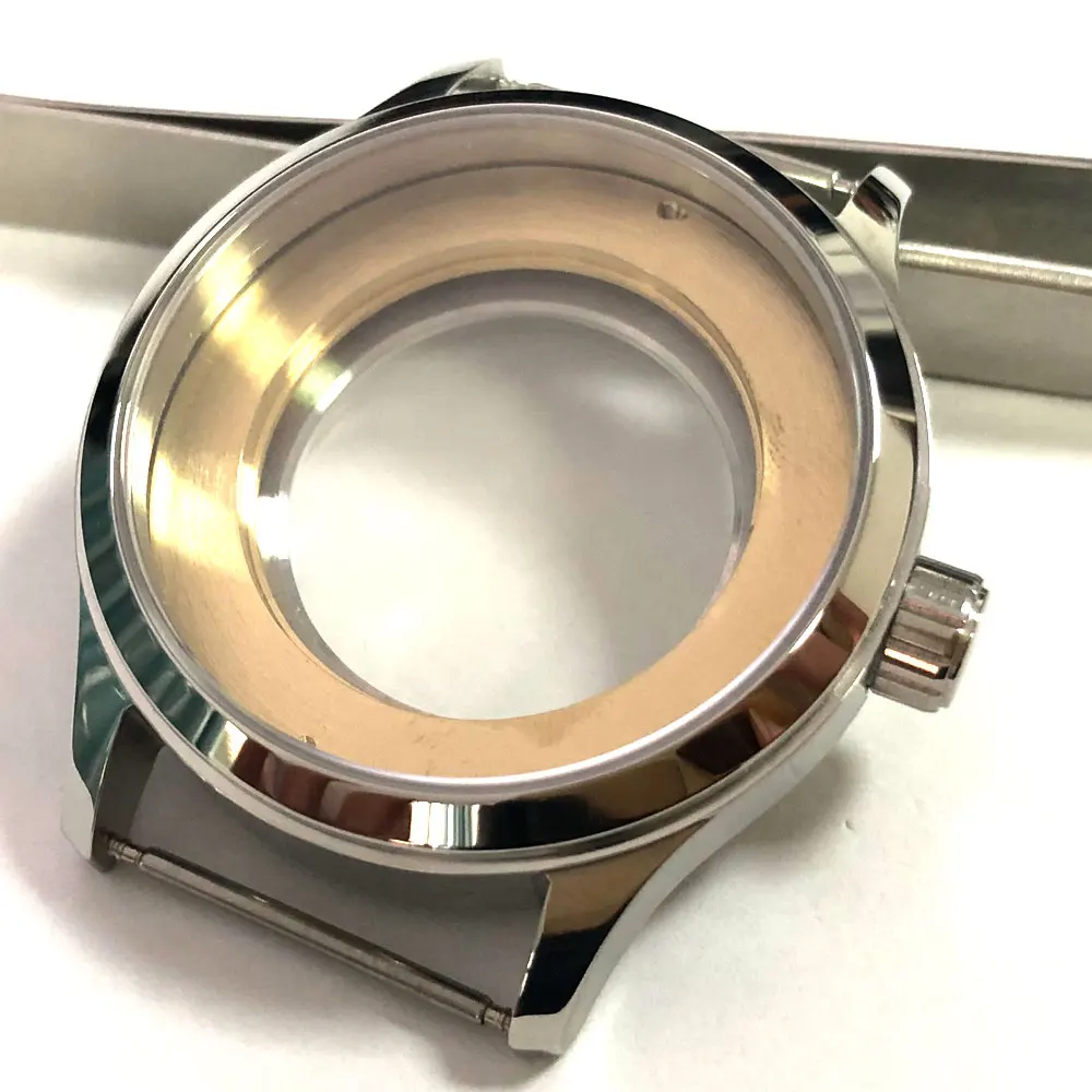 

42mm sapphire glass polished 316L Stainless Steel watch case fit ETA 2836 2824 MIYOTA 8215 821A movement