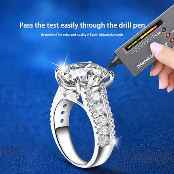 D Colour 10 CT Moissanite Wedding Ring for Women 925 Sterling Silver Plated 18K Gold Bridal Rings Luxury Jewelry Pass The Test