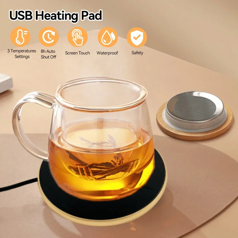 Coffee Cup Heater Mug Warmer USB Heating Pad Electic Milk Tea Water Thermostatic Coasters Cup Warmer For Home Office Desk DC 5V