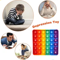 Juguetes sensoriales para niños y niñas, A-Z de letras, arcoíris, cuadrado, herramienta de aprendizaje de números, burbujas de empuje, alivio del estrés - Imagen 4