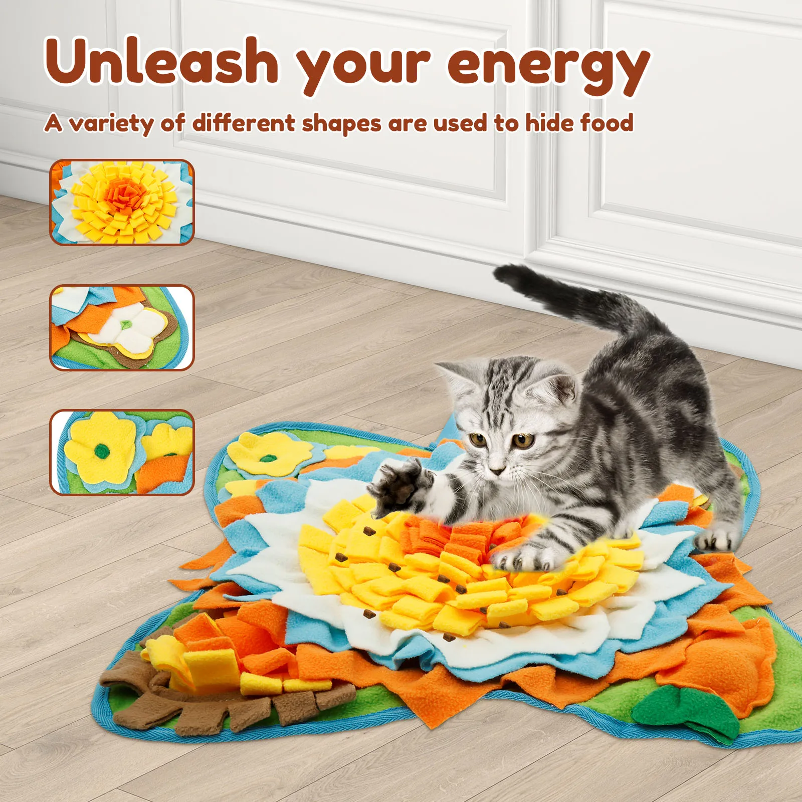Pet Snuffle Mat Plush Fabric Flower Shape Slow Eating Mat 60x60cm Non Slip Dog Foraging Mat Cat Puzzle Toy Pet Supplies for Home