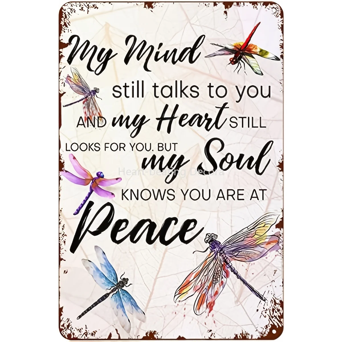 

Vintage Wall Decor Metal Plaque Dragonfly My Mind Still Talks To You Wall Art Nostalgic Tin Sign For Home Kitchen Pubs Sign