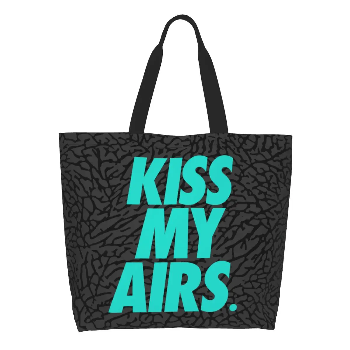 

Reusable Kiss My Airs Shopping Bag Women Shoulder Canvas Tote Bag Washable Groceries Shopper Bags