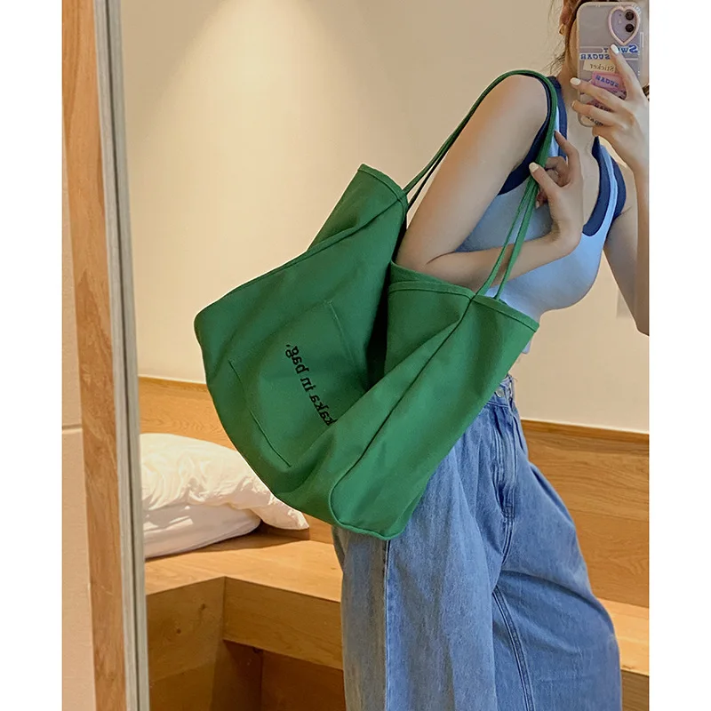 Casual Canvas Bag Women's Summer 2023 New Style Fashion Tooth Bag 100 Tops in Large Bag Shopping Bag