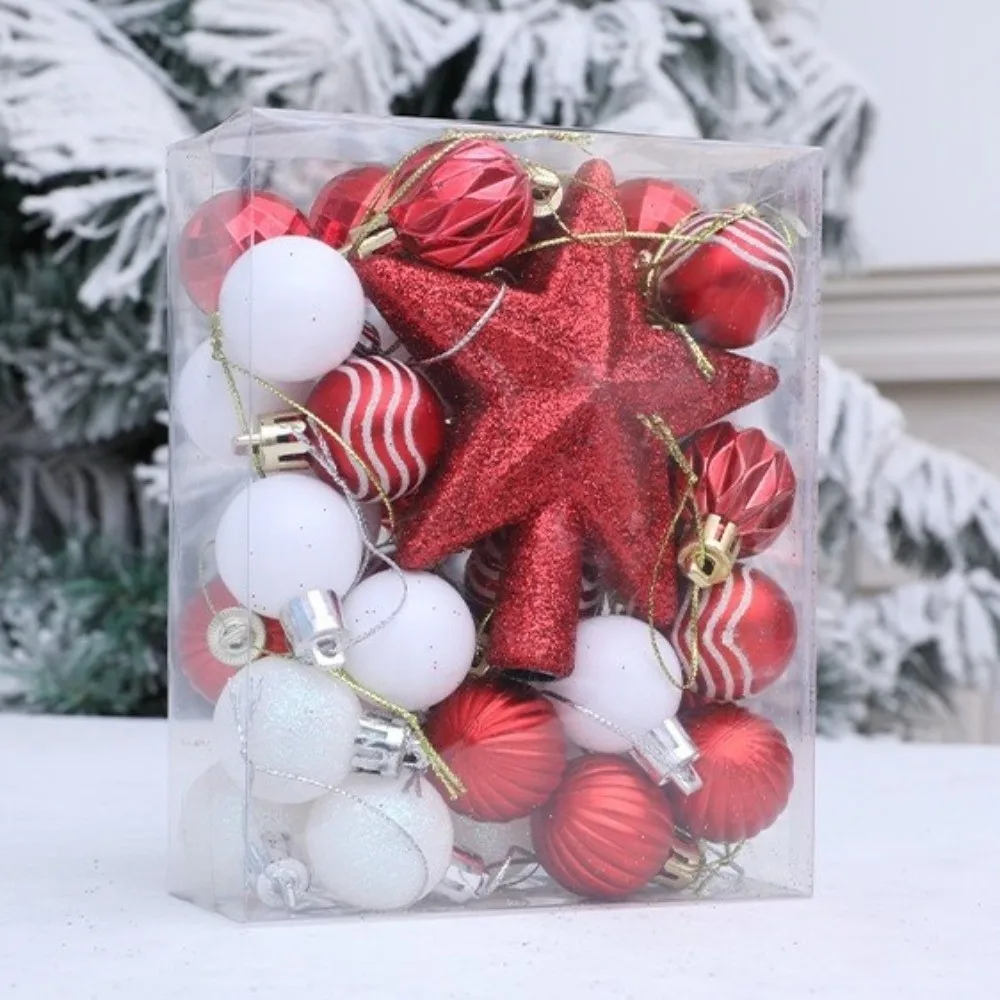 36pcs Plastic Christmas Ball Ornaments Shatterproof Glitter Christmas Tree Topper Electroplated Special-shaped Christmas Baubles