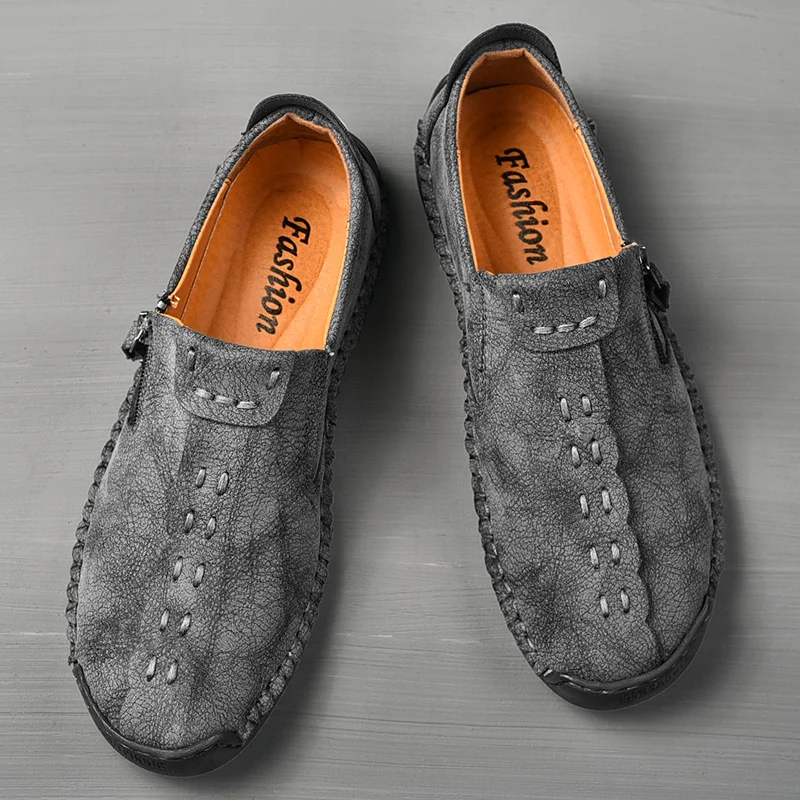 High Quality Genuine Leather Men Shoes Set foot Casual Slip On Men Loafers Men Flats Moccasins Shoes Plus Size Handmade shoes