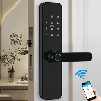 Wifi Electronic Smart Door Lock K7 Pro With Biometric Fingerprint / Smart Card / Password / Key Unlock/ USB Emergency Charge 1