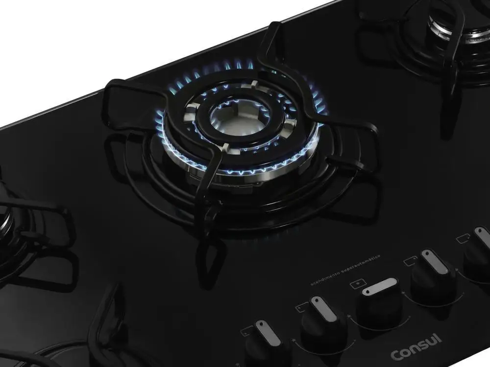 Cooktop 5 Bocas a Gás Natural e GLP Consul Vidro - Bivolt 5