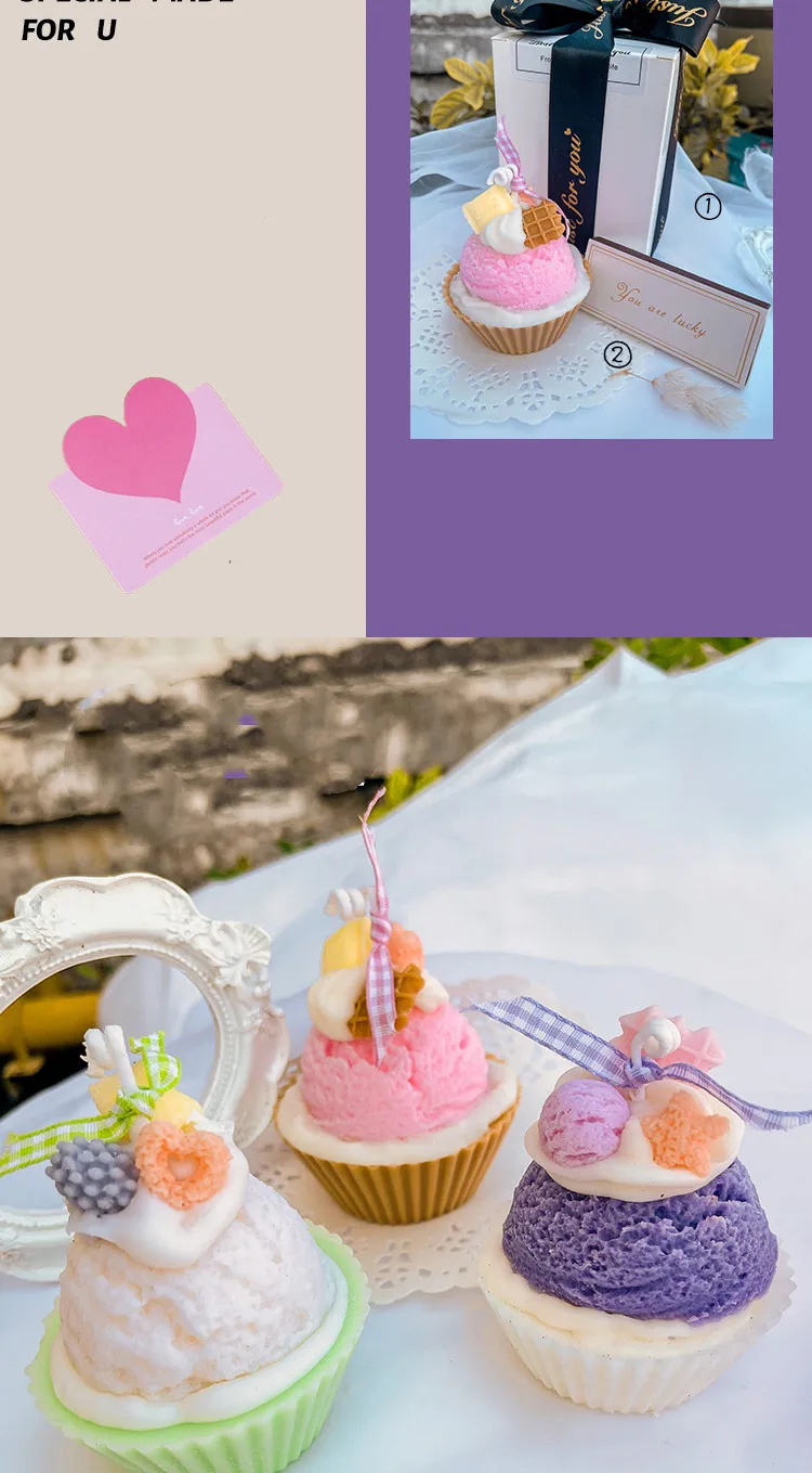 Description Picture 3 of itemCup Cake Silicone Mold 3D Candle Ice Cream Scented Soap Cone Muffin Birthday Gift Bedroom Diffused Stone Summer Wedding Decor