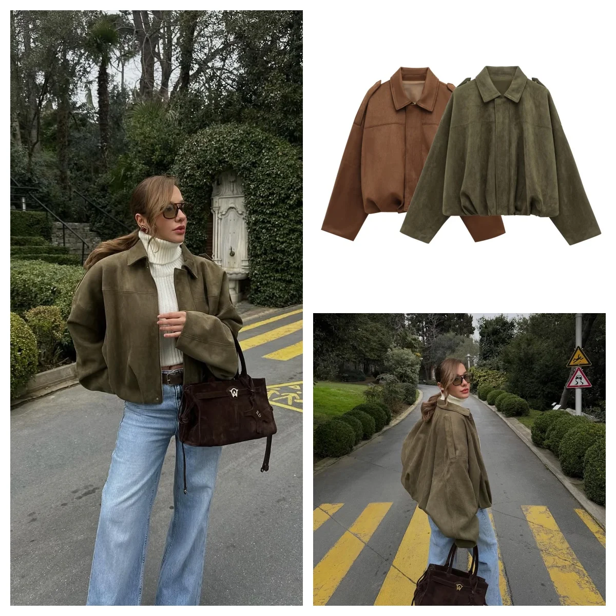 European and American style 2025 spring new style fashionable versatile suede texture loose casual jacket