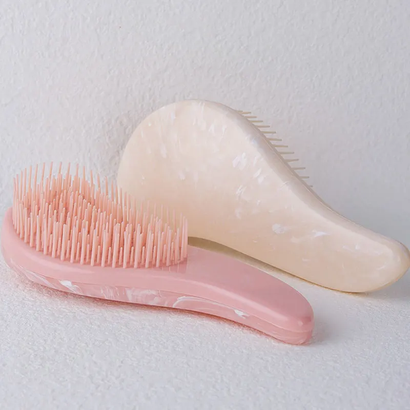Marbling Magic Anti-static Hair Brush Handle Tangle Detangling Comb Shower Electroplate Massage Salon Styling Tool |