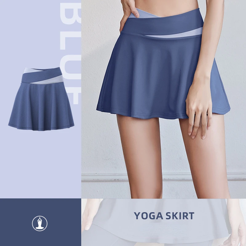 Azul - Falda corta para tenis con pantalones cortos interiores