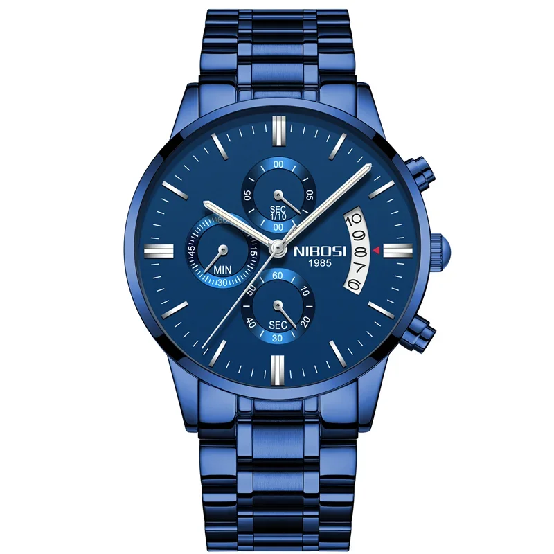 

NIBOSI Mens Watches Top Brand Luxury Militray Sport Quartz Watch Men Waterproof Male Blue Clock Wristwatches Relogio Masculino