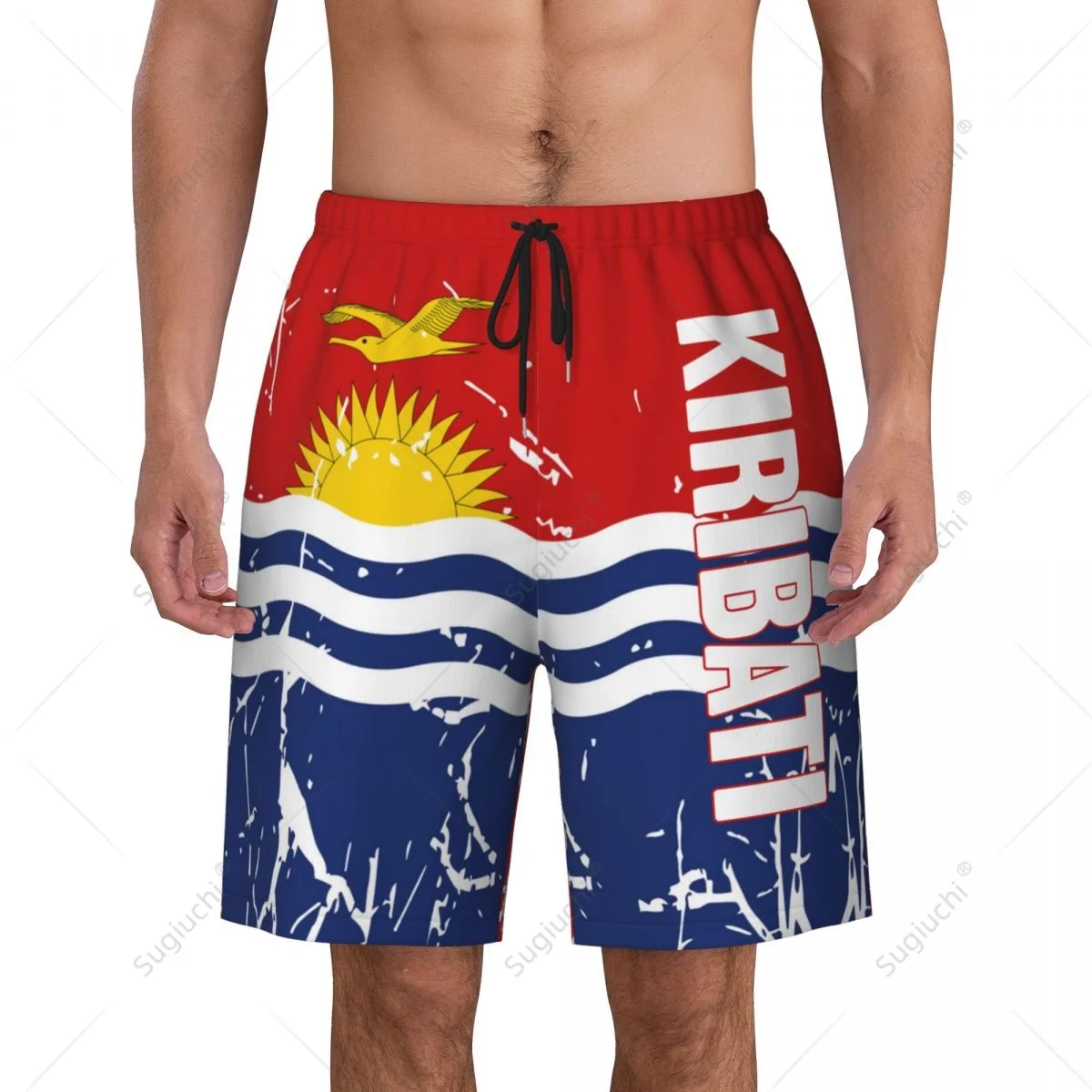 

Мужские Пляжные штаны Kiribati с флагом, шорты для серфинга, для мальчиков, для футбола, езды на велосипеде, одежда для бега, полиэстер