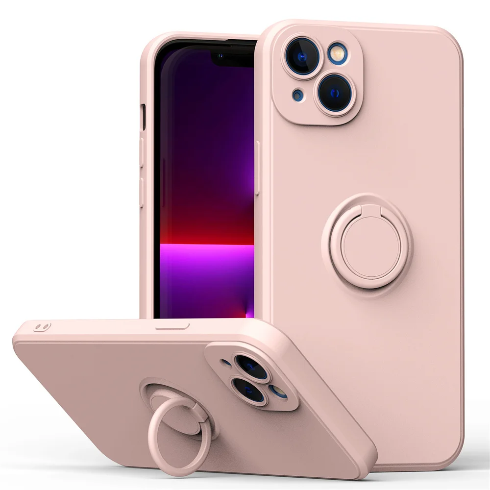 Premium Liquid Silicone Magnetic Case with Ring Holder - Soft Cover