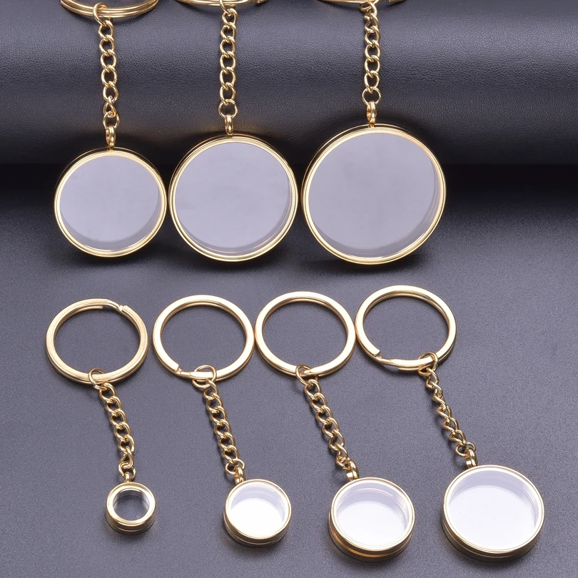 Locket Photo Keyring 1Pc Inner Size 10-40mm Round Memory Picture
