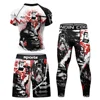 New MMA Men Rashguard Jiu Jitsu T Shirts+Pant Suit BJJ Muay Thai Boxing Sports Sweater Shorts Gym Kickboxing Rash Guard Jerseys 4