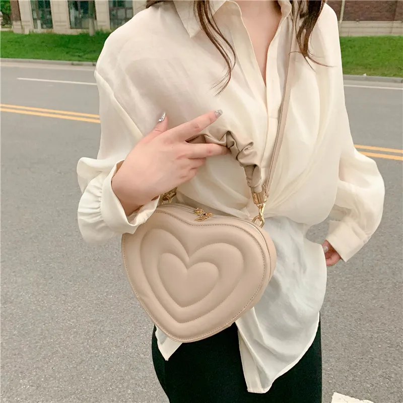 Fashion Love Heart Shape Shoulder Bag Small Handbags Designer Crossbody Bags for Women Solid PU