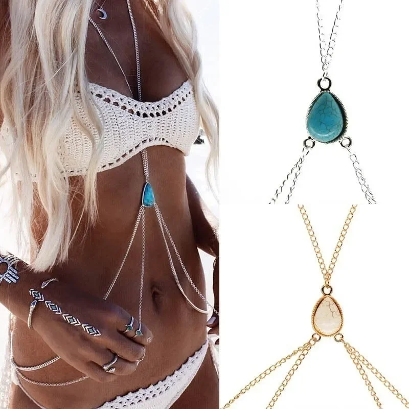 Women Bra Waist Belly Crossover Body Chain Harness Tassel Necklace