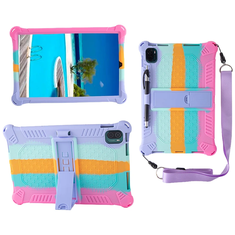 Shockproof Silicone Tablet Stand Cover with Soft Case and Shoulder Straps