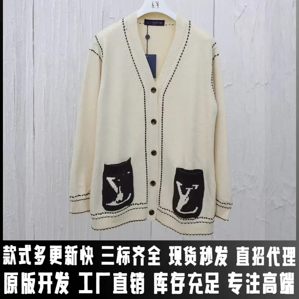 남성용 캐주얼 모직 셔츠 오토바이 라이더 조끼, 포켓 자수 가디건, 3 단추 동키, 24SS 공동 디자인