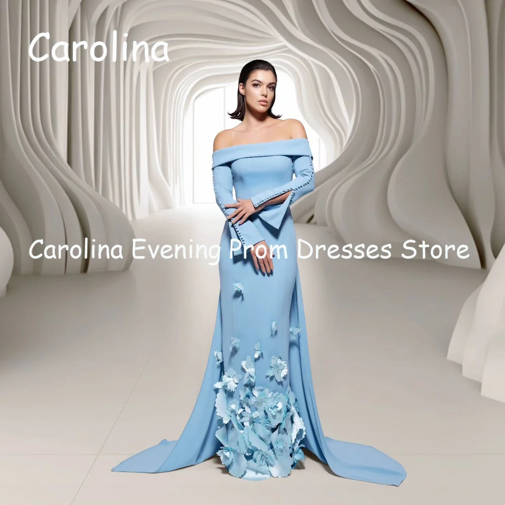 Carolina-Robe sirène en satin pour femme, épaules dénudées, longueur au sol, robe de Rh, luxe, soirée formelle, élégante, azole, 2023
