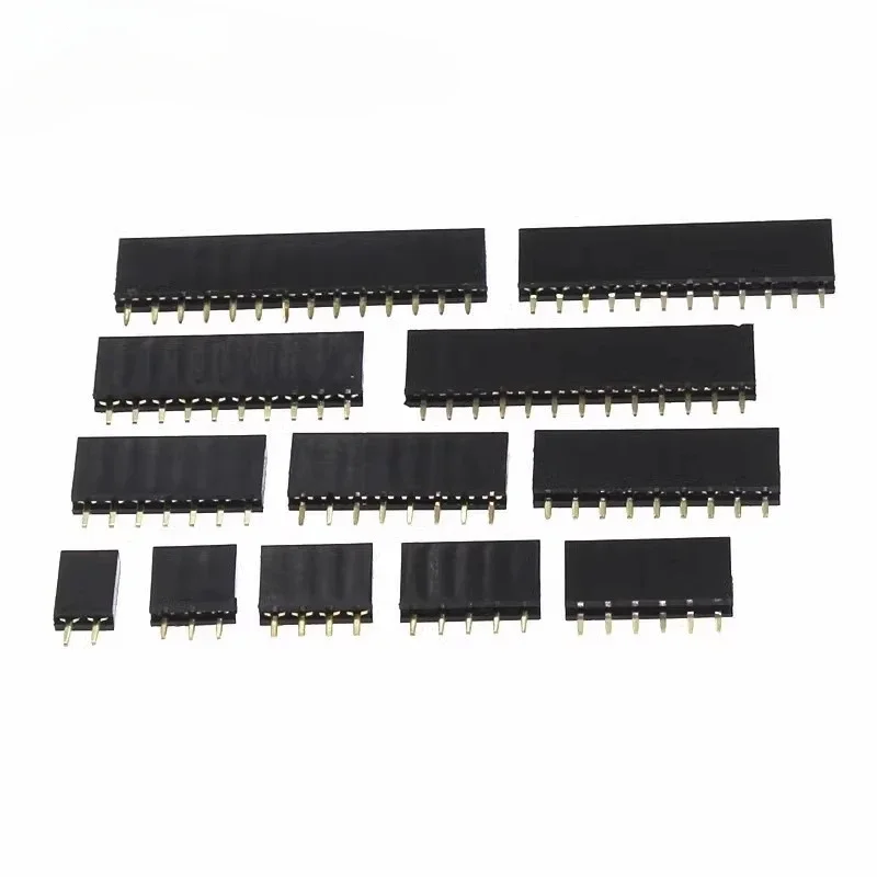 

10Pcs 2.54mm Stright Female Single Row Pin Header Strip PCB Connector 1*2/3/4/5/6/7/8/10/12/16/20/40 Pin