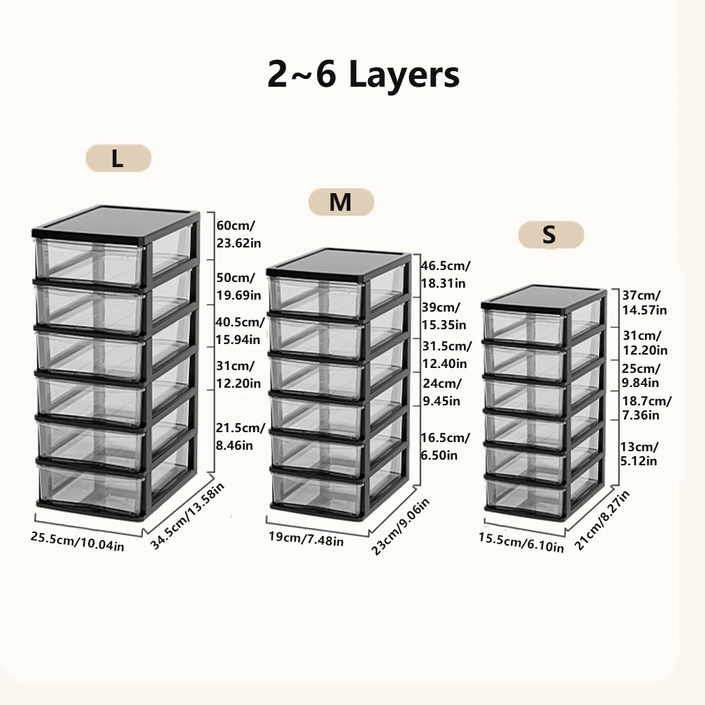 Storage Box Clear Desktop with Drawer Heightened Table Organizer Plastic Office for Stationery Cosmetics