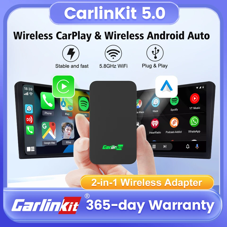 Carlinkit 5.0 Wireless CarPlay Android Auto Adapter Auto Waze Spotify For  Volkswagen Bmw Ford Mazda Toyota Kia WiFi5.8Ghz GPS BT - AliExpress