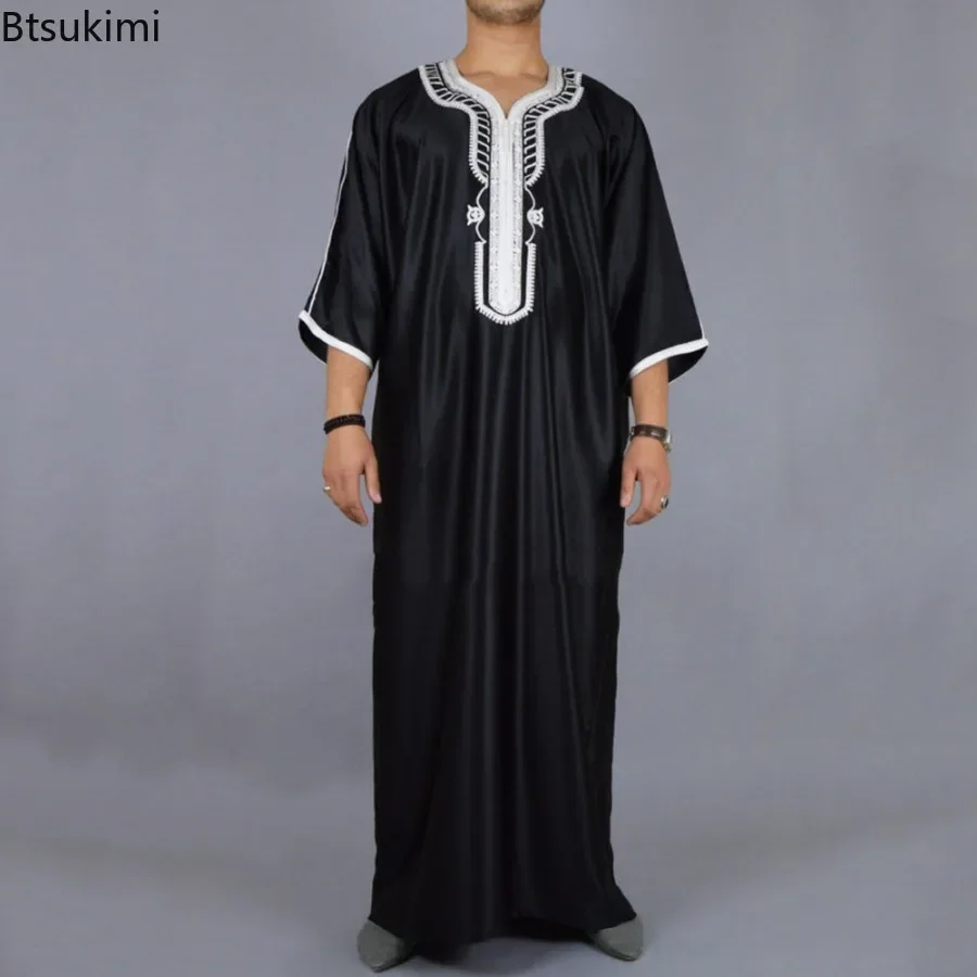 HERSIL Musulmano Caftano Uomo Casual Caftano Lungo Thobe Musulmano Jilbab Manica Lunga Arabo Robe Abaya Dubai Uomini 123066510 - Foto 5