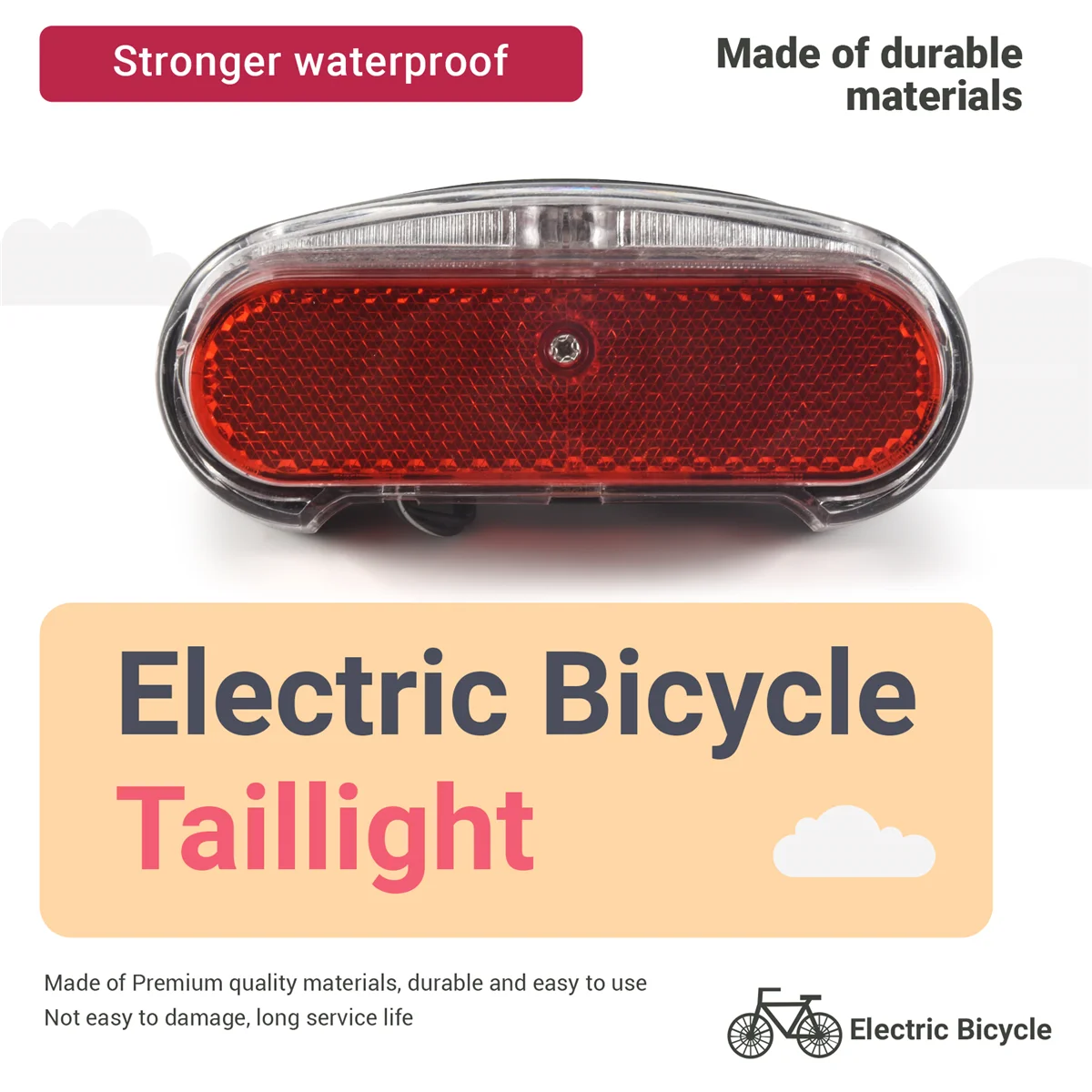 Feu Arrière LED Pour Vélo Électrique 6V-48V - Sécurité Nuit - Compatible E-Scooter Et VAE