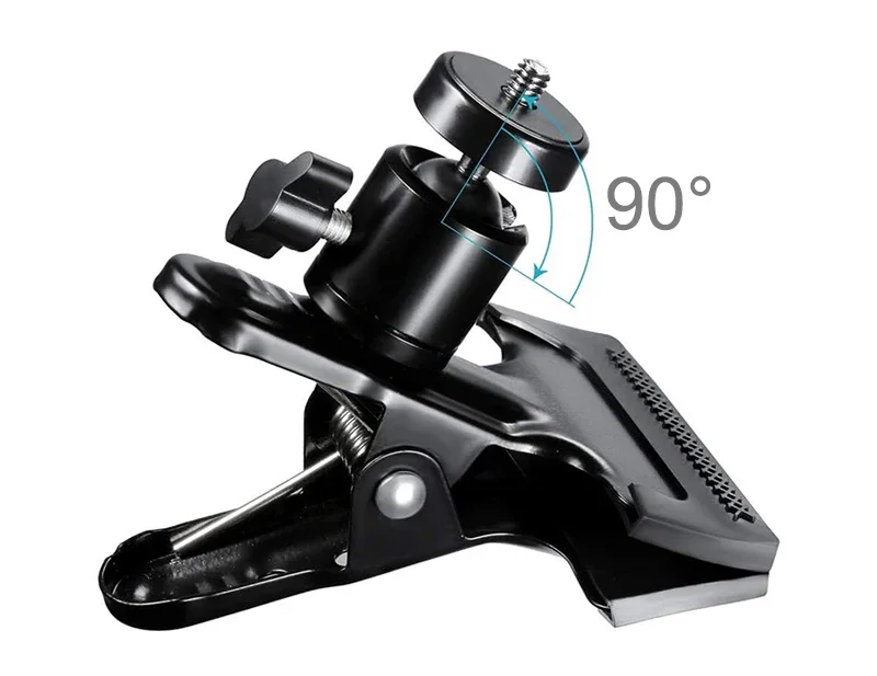 Description Picture 3 of itemMetal Camera Clip Clamp Flash Holder Mount with 360 Swivel Photography Ball-Head 1/4" Threaded Screw for Camera Tripod SLR DSLR