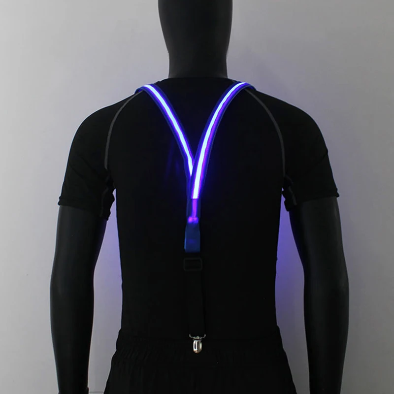 Bunte LED-Hosenträger, Kleiderbügel, LED-Glüh-Fliege, Herren-Krawatte für Männer, Hochzeit, Party-Zubehör, Tanzparty-Zubehör, leuchtet im Dunkeln – Detail 9