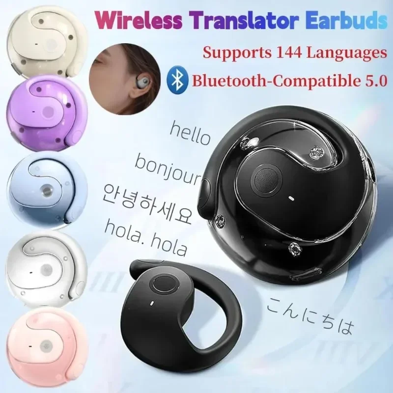 Bluetooth Headphones Earbuds 144 Languages Translator Wireless HiFi Stereo Sound AI Real Time Language Translation