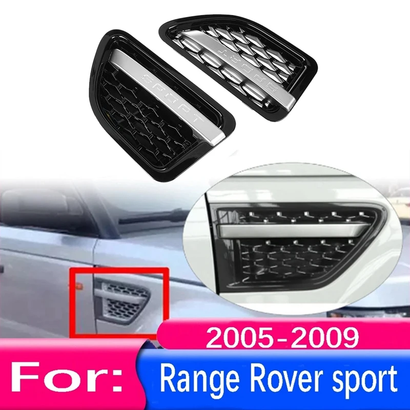 

1Pair Front Side Fender Air Vent Grille Chrome For Land Rover Range Rover Sport 2005-2009 Mesh Vent Air Flow Intake