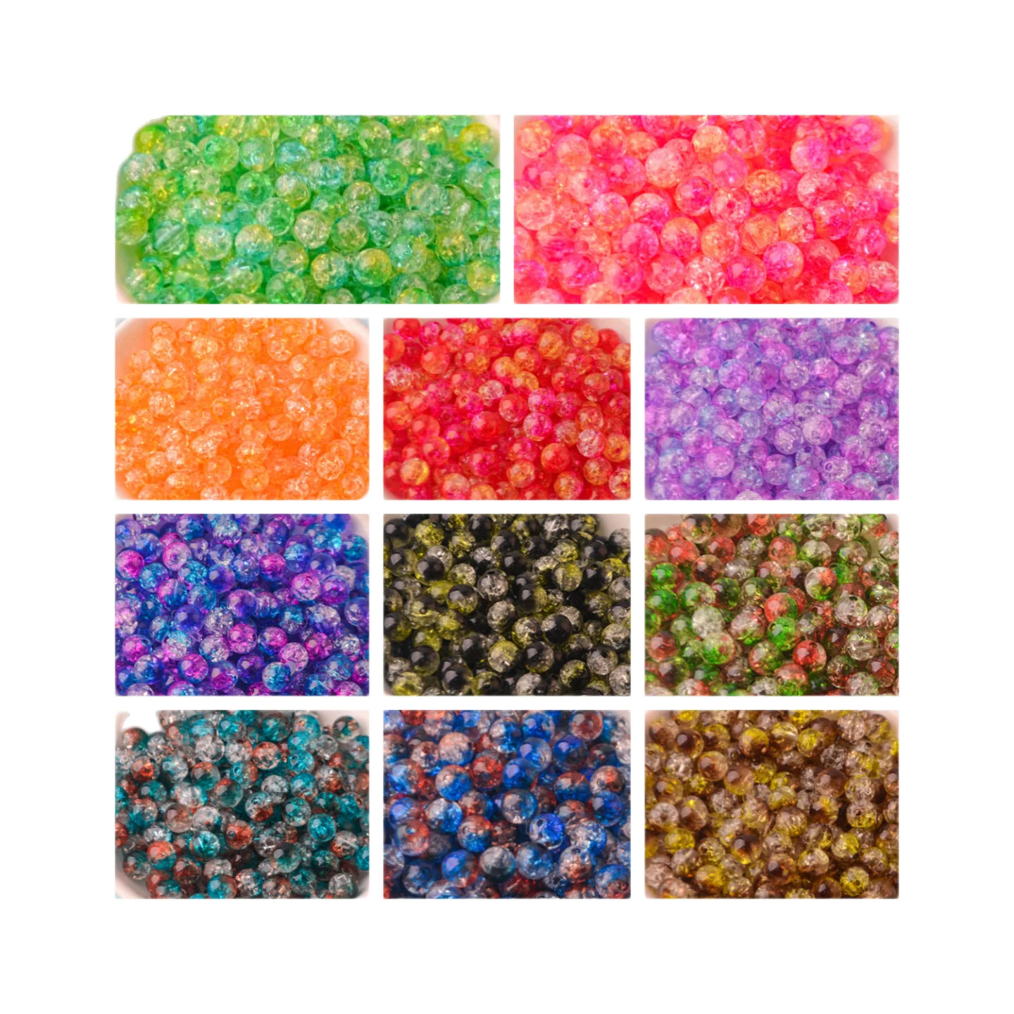

8/10/12mm Acrylic Perforated Crack Beads Straight Hole Colorful Crack Scattered Beads ABS Imitation Pearl Diy Beaded Accessories