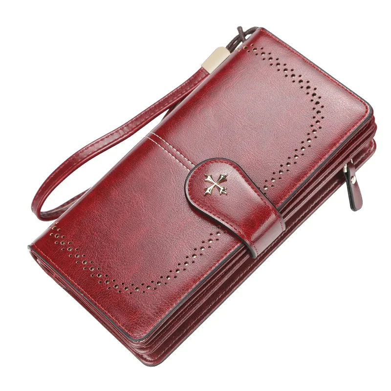 2022 Large Women Wallets Hollow Out Long Wallet Fashion Top Quality PU  Leather Card Holder Female Purse Zipper Wallet For Women