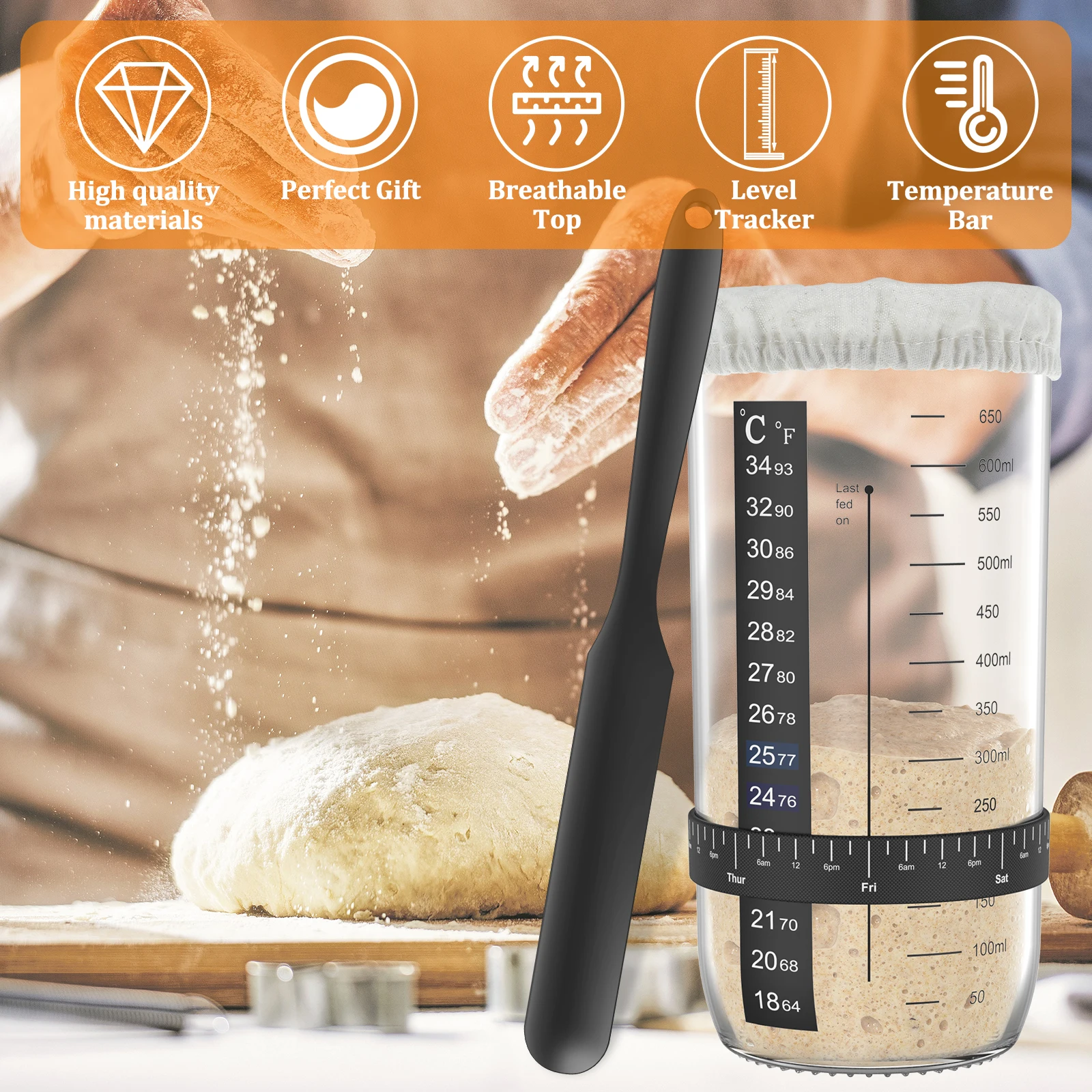7 Pcs Sourdough Starter Kit Sourdough Starter Accessories Kit Replacement for 3-4 Inches Jars