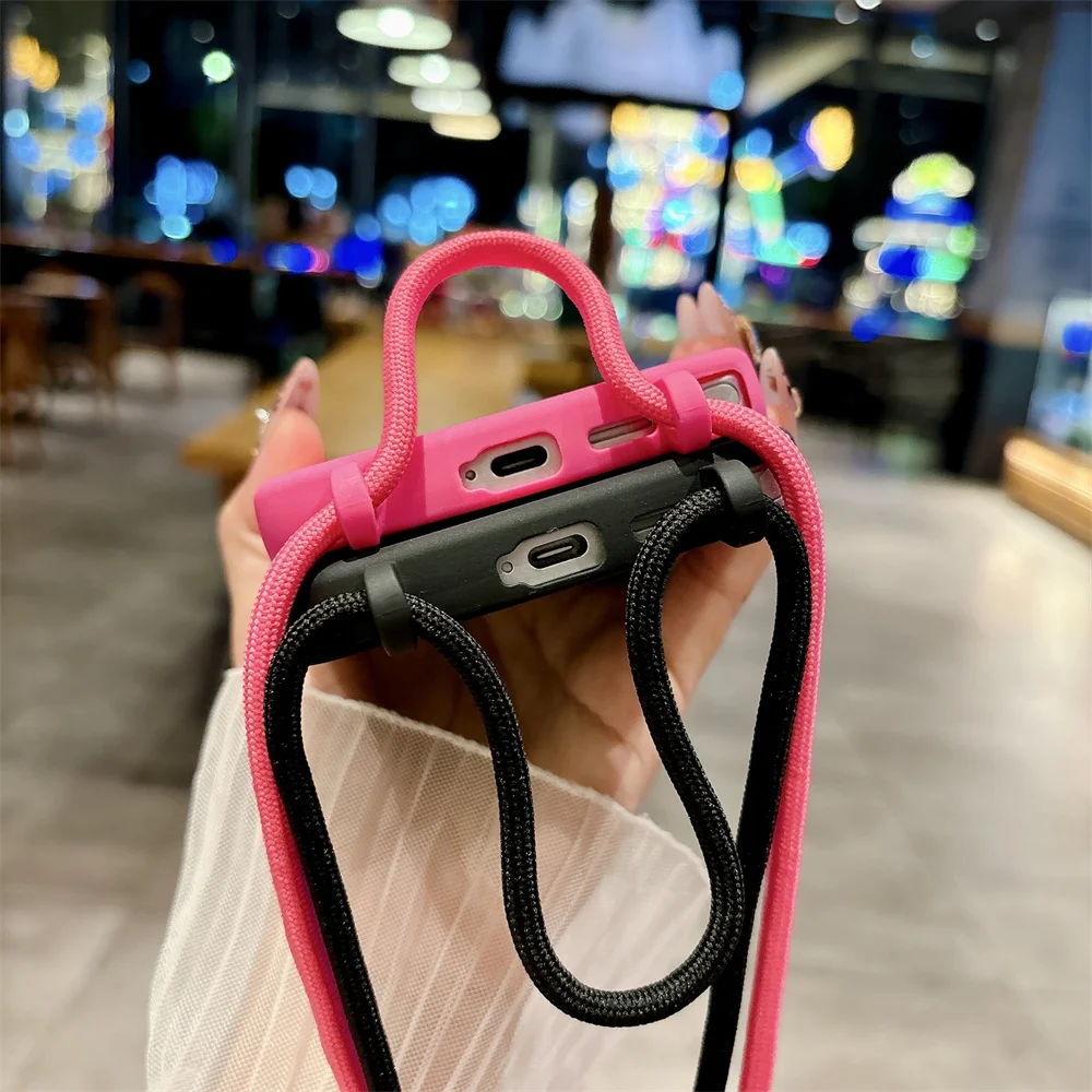 Wave Silicone Soft Crossbody Strap Lanyard Phone Case