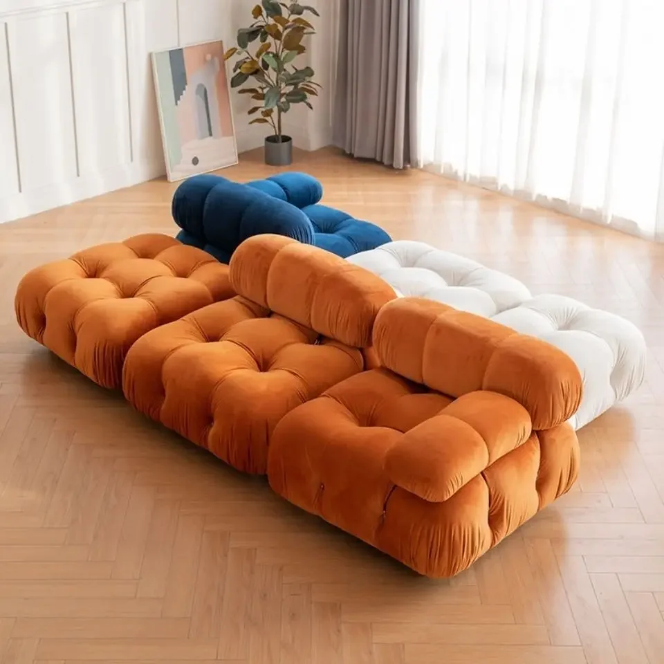 Modern Minimalist Creative Block-Style Fabric Sofa Compact Living Room Balcony Seating with Trendy Upholstery WebPopular Design