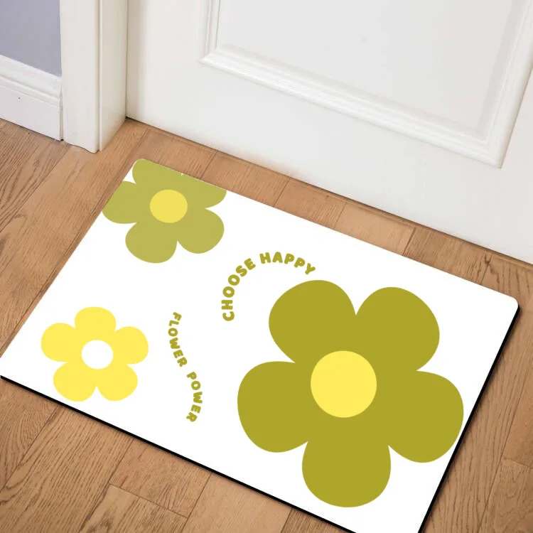 Fresh floral pattern printed carpet suitable for floor mats bathroom kitchen non-slip  entrance hallway long strip 