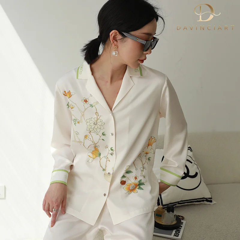 

Пижама женская атласная с длинным рукавом и широкими штанинами, 2 шт.