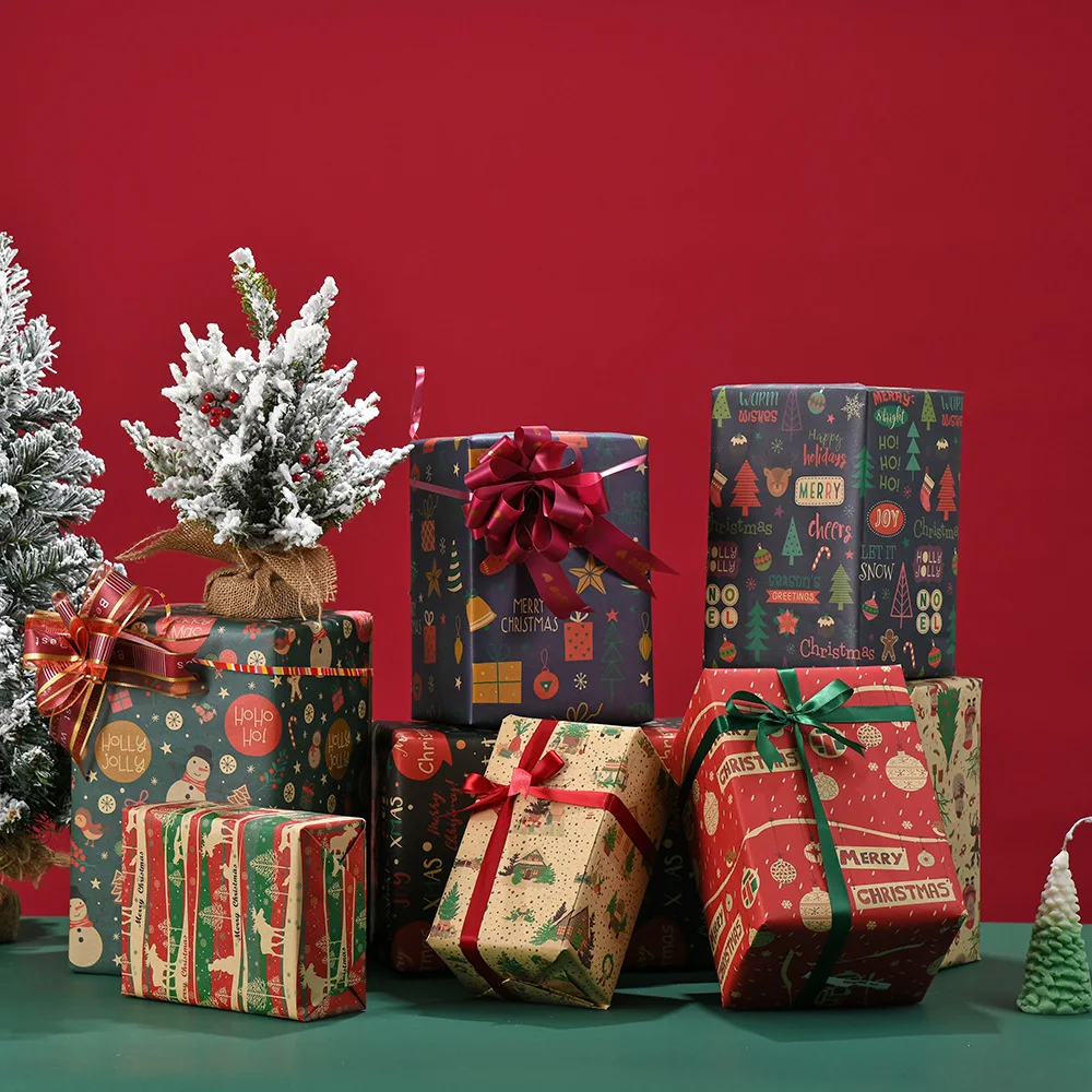 50x70cm Christmas Kraft Wrapping Paper Christmas Gift Thickened