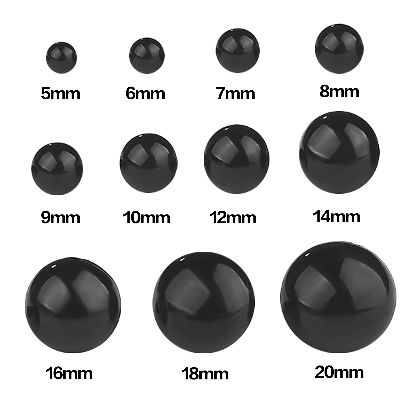 50pcs 5-20mm Mini Black Plastic Safety Round Eyes For Doll Eye Decor Eyeball Doll Accessories For Toys Animals Eye Diy Crafts