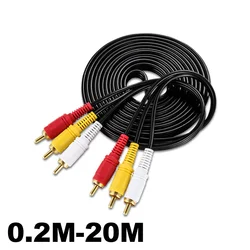 1.5M/3M/5M/10M/20M 3 RCA Male To RCA RCA Plug Splitter 3RCA Adapter Cable Audio TV DVD Video Adapter AV Cable RCA