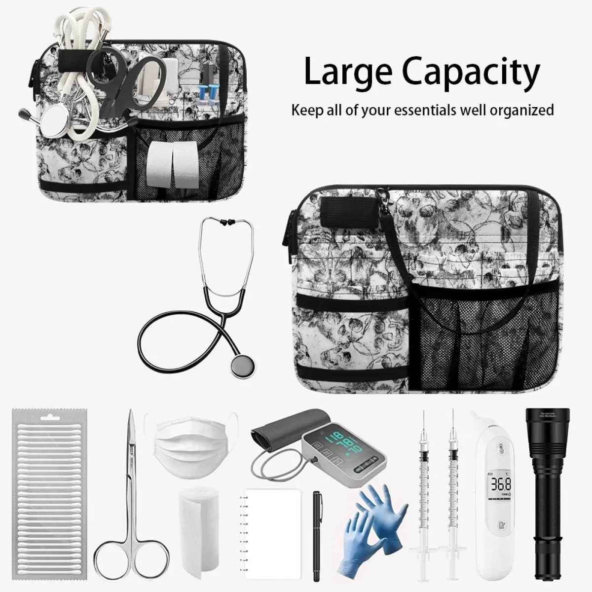 Halloween Nurse Waist Bag Gift Horror Skull Designer Adjustable Portable Practical Hospital Work Belt Bag Medicine Storage New