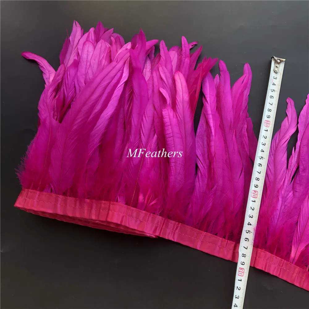 

10 Meter/Lot Dyed Rooster Feathers Trim 25-30 CM Chicken Fringe Decoration for Party Dress Clothes Sewing Accessory Craft Plumes